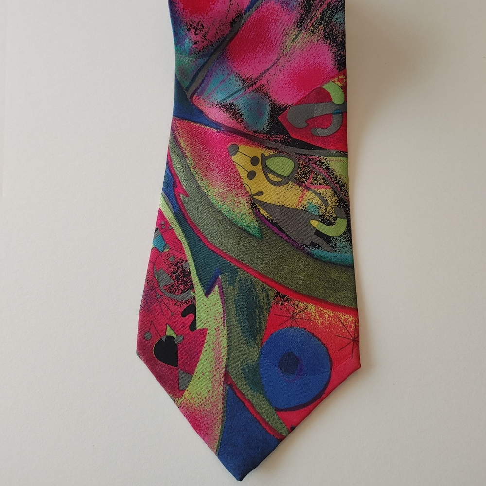 Colorful Abstract Design Tie by Loutie 60"x4"w X-Long